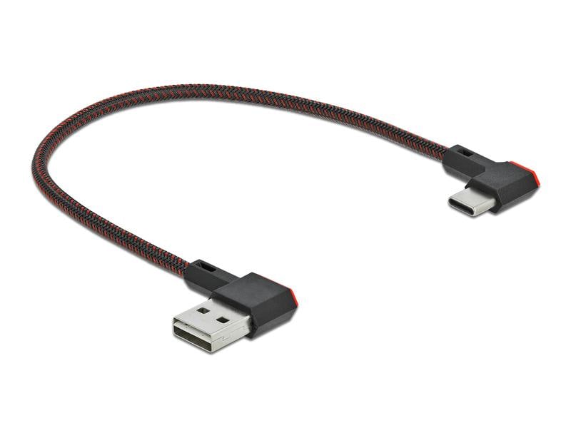 Delock USB 2.0-Kabel EASY USB A - USB C 0.2 m Delock EASY-USB 2.0 Kabel Typ-A Stecker zu USB Type-C Stecker gewinkelt links / rechts 0.2 m schwarz