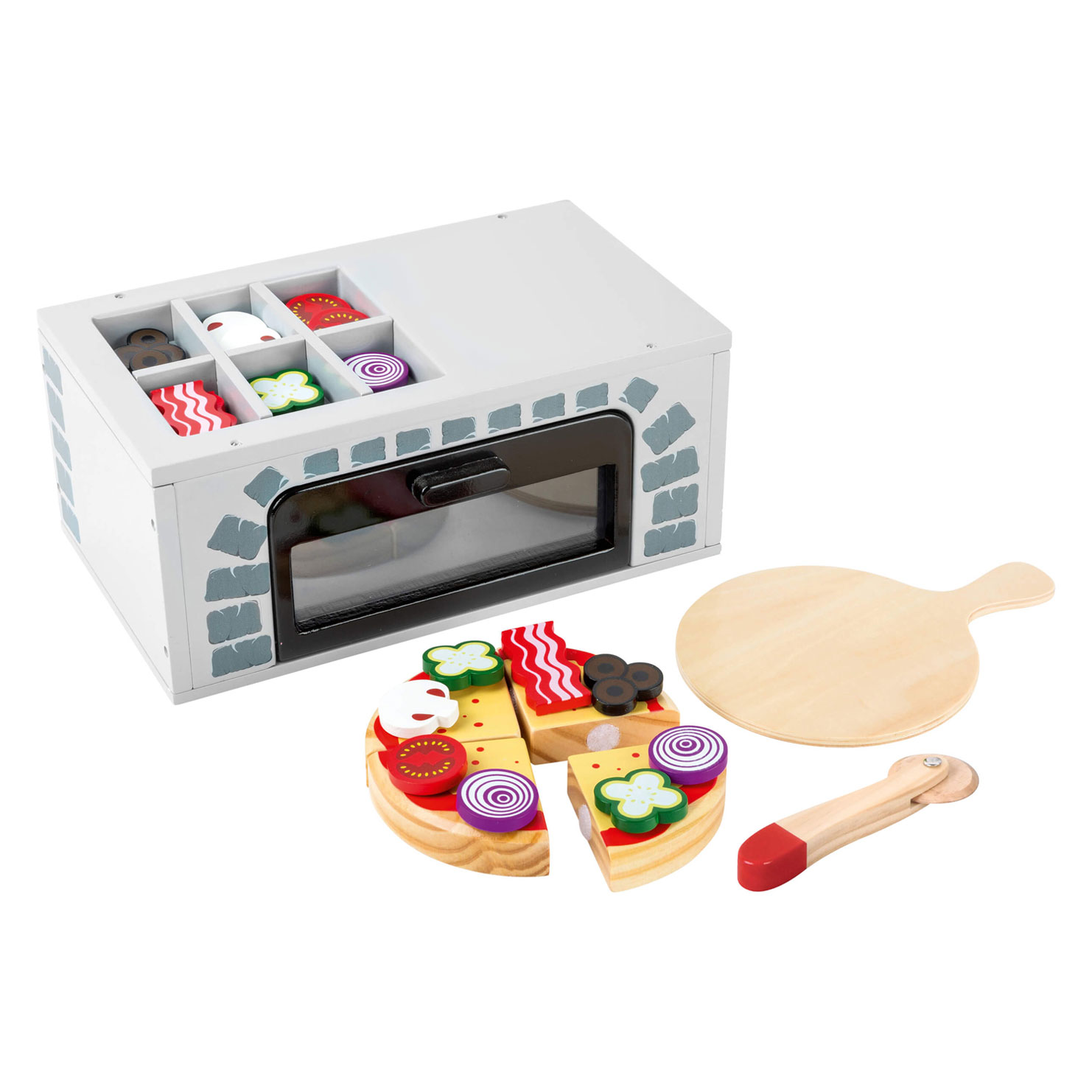 Small Foot - Houten Speeleten Pizza-oven Set, 25dlg.