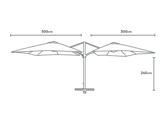 Parasol de jardin à double bras 3x3 en aluminium Blué