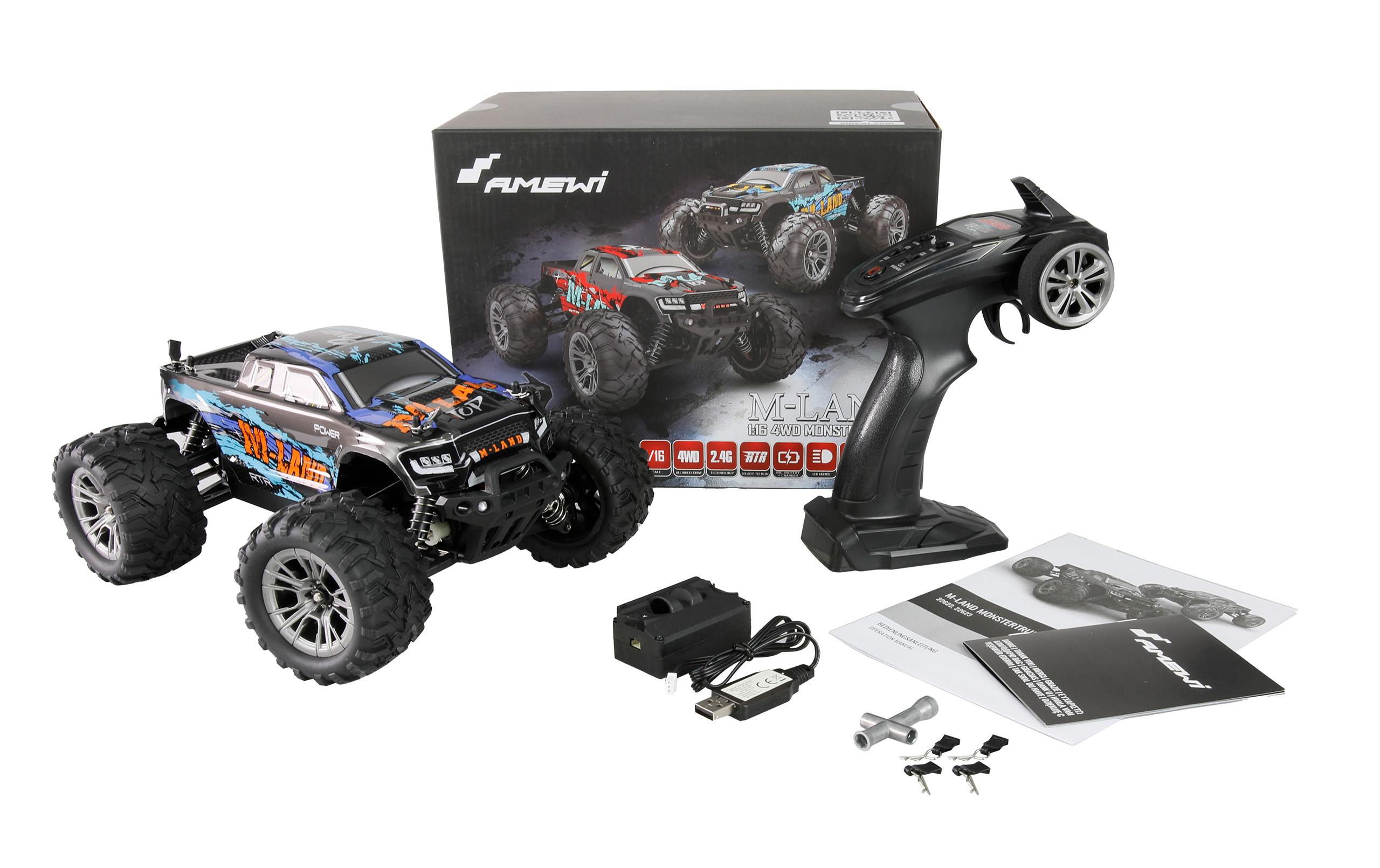 Monster Truck M-Land, Blau RTR, 1:164WD-Modell mit LED-Beleuchtung