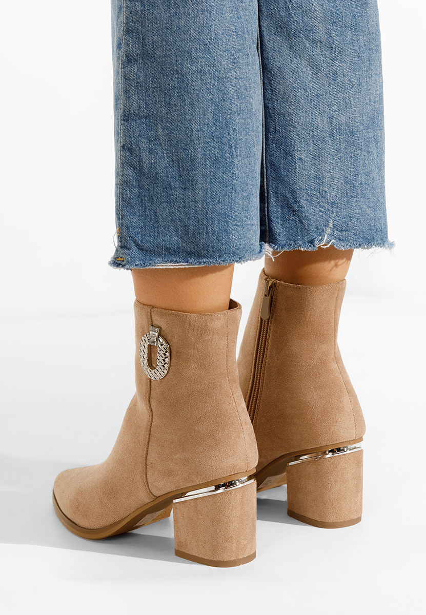 Bottines femme à talon kaki Hoja