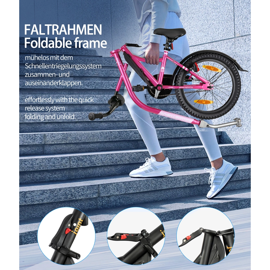 PROMETHEUS BICYCLES® Tandem Fahrradanhänger 18 Zoll Rosa
