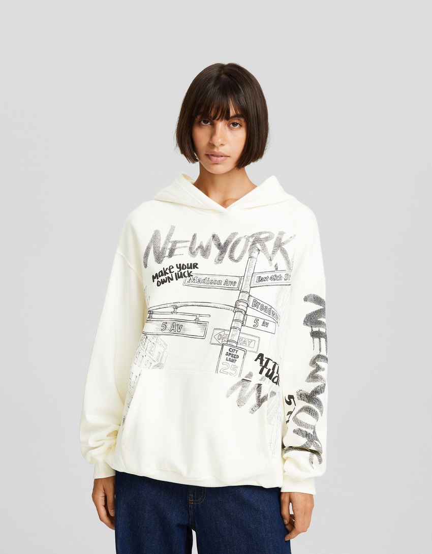 Moletom oversized com estampa de Nova York