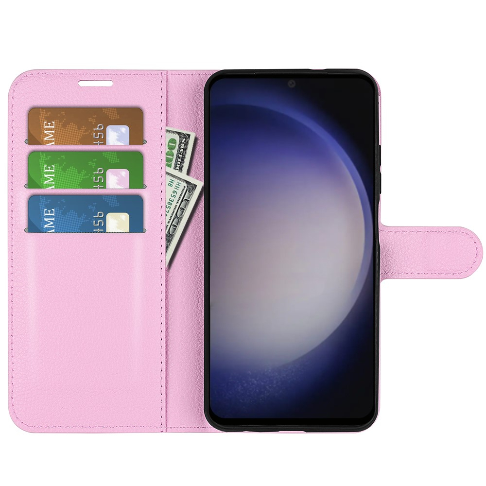 Samsung Galaxy S24 Leder Tasche Flip Cover Litchi Look - Rosa