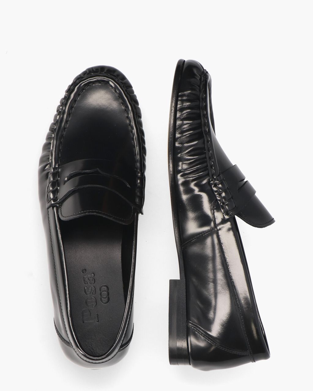 Posa Penny Loafer Wrinkle Zwart Damesloafers