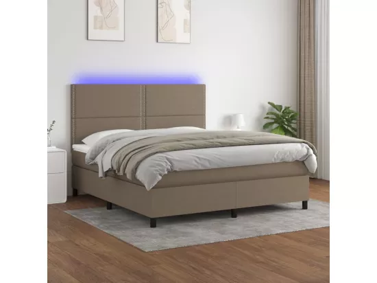 Sommier tapissier avec matelas et LED Taupe 180x200 cm Tissu