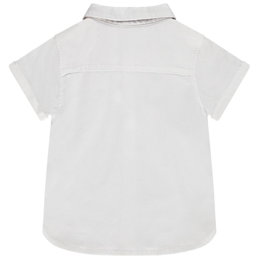 Chemise manches courtes avec nœud papillon amovible pour bébé garçon - Blanc