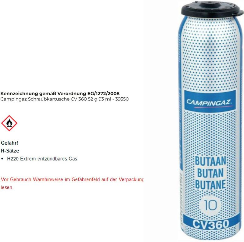 Campingaz - 39350 - Ventielgaspatroon - Blauw/Zilver - Inhoud 93 ml