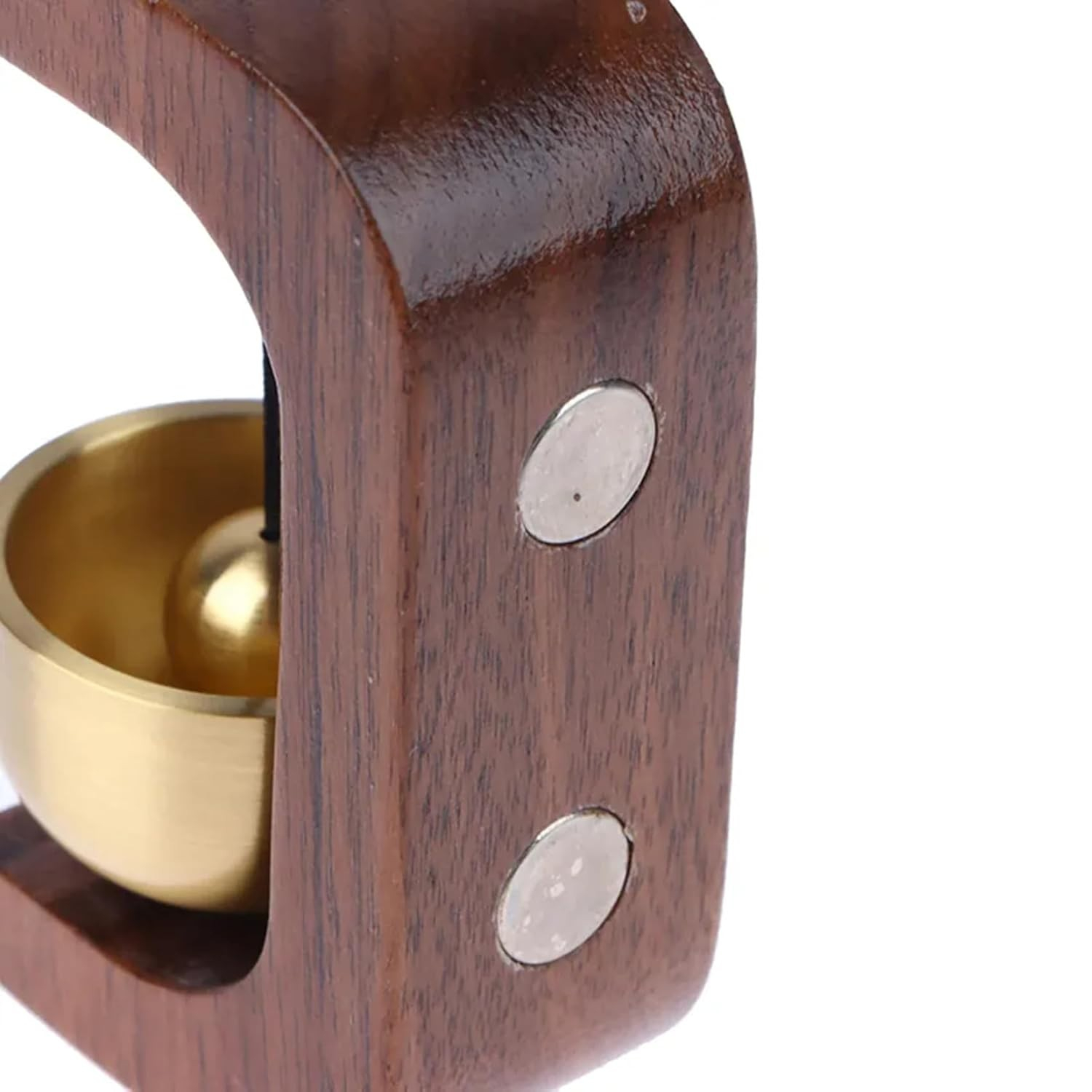 (72x32mm) Metall Glocke Eingangs Tür Klingel Deko Glockenspiel mit Magnetischem / Selbstklebendem Holz Rahmen - Braun / Gold