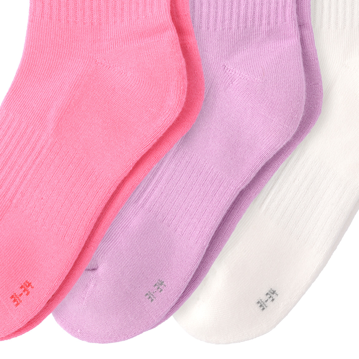 Famy 3 Paar Mädchen Socken mit bunten Motiven rosa / helllila / weiss