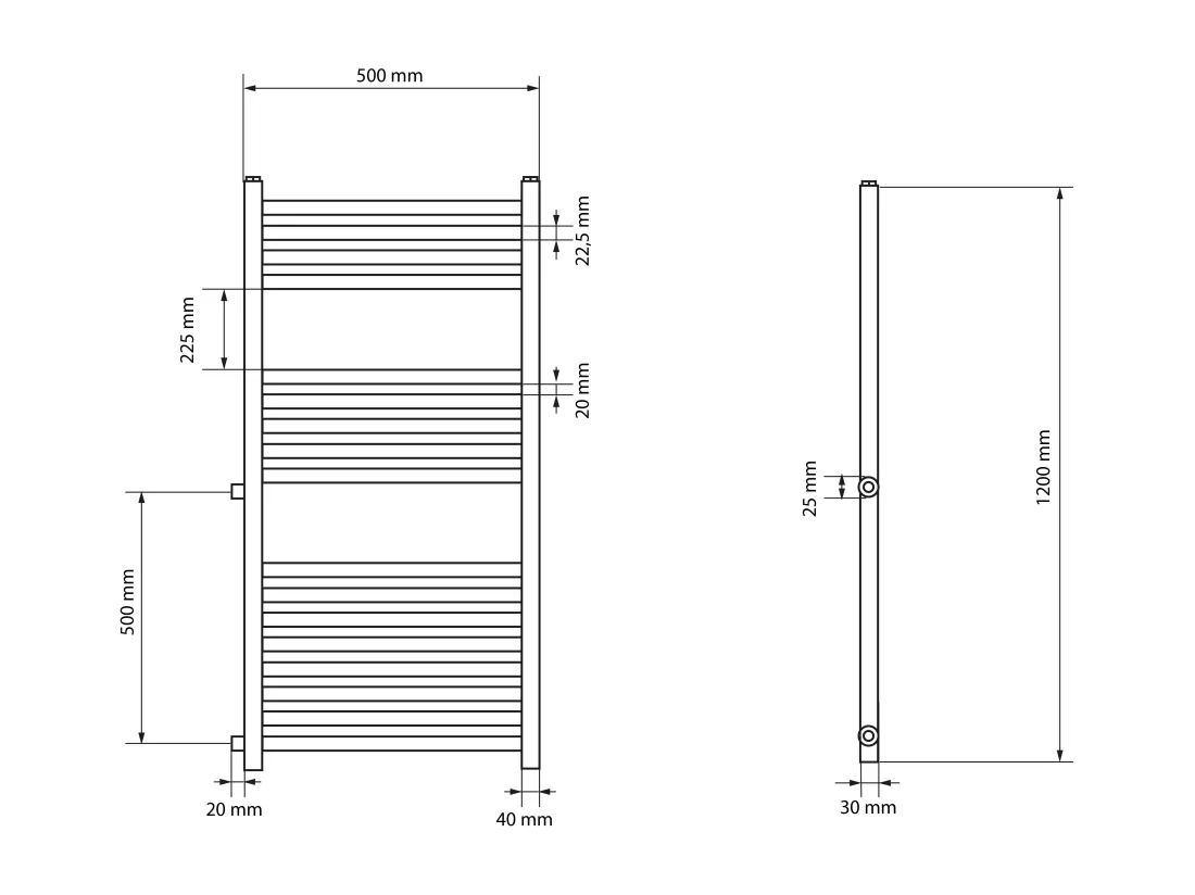 Radiateur de rénovation Remplacement Radiateur de salle de bain Radiateur 500x1200 mm Blanc