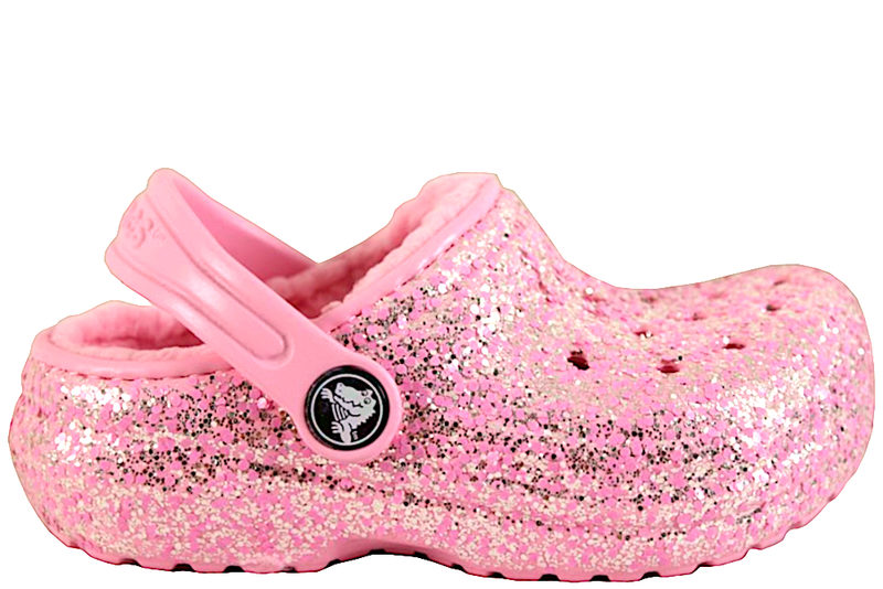 CROCS CLASSIC LINED GLITTER CLOG PINK MED FOER