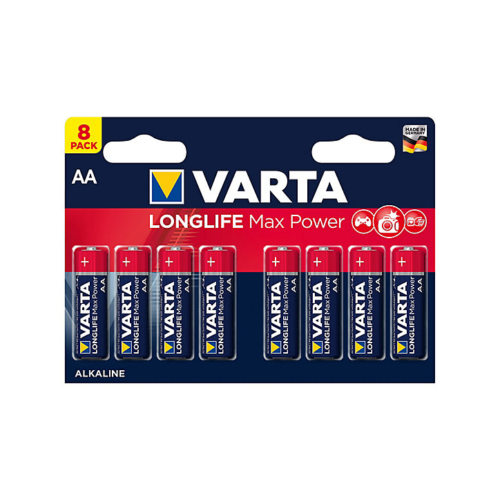Pile alcaline AA (LR6) Varta Long-life Max Power, lot de 8