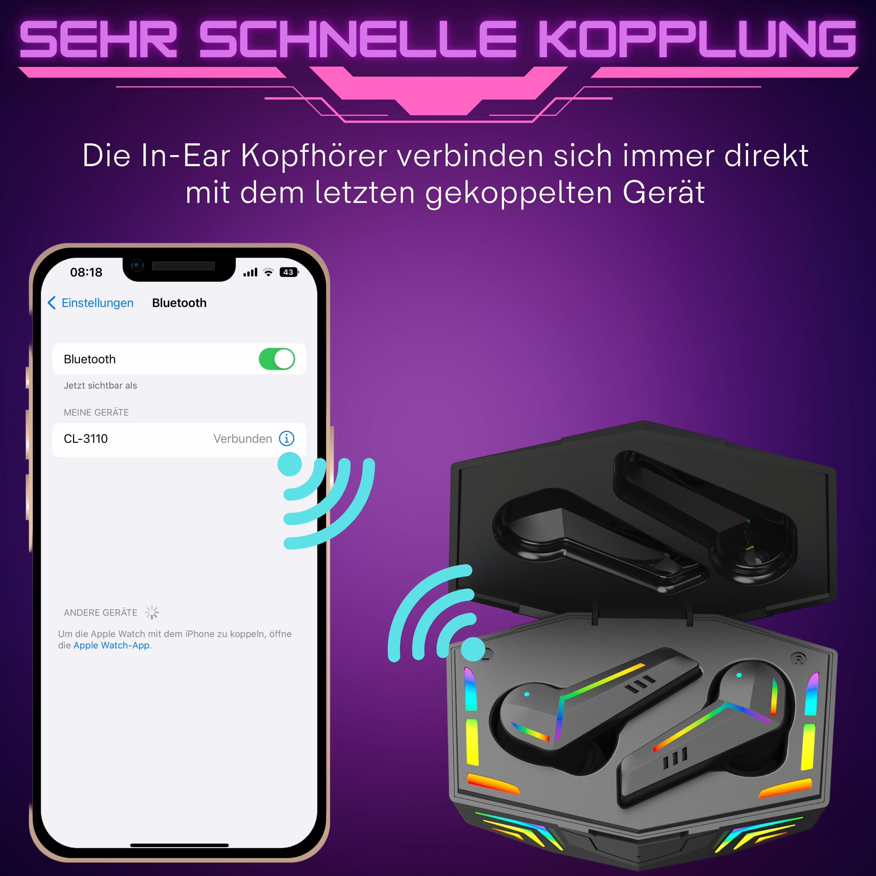 Cyberlux In Ear RGB Bluetooth Gaming Kopfhörer 150h Akkulaufzeit