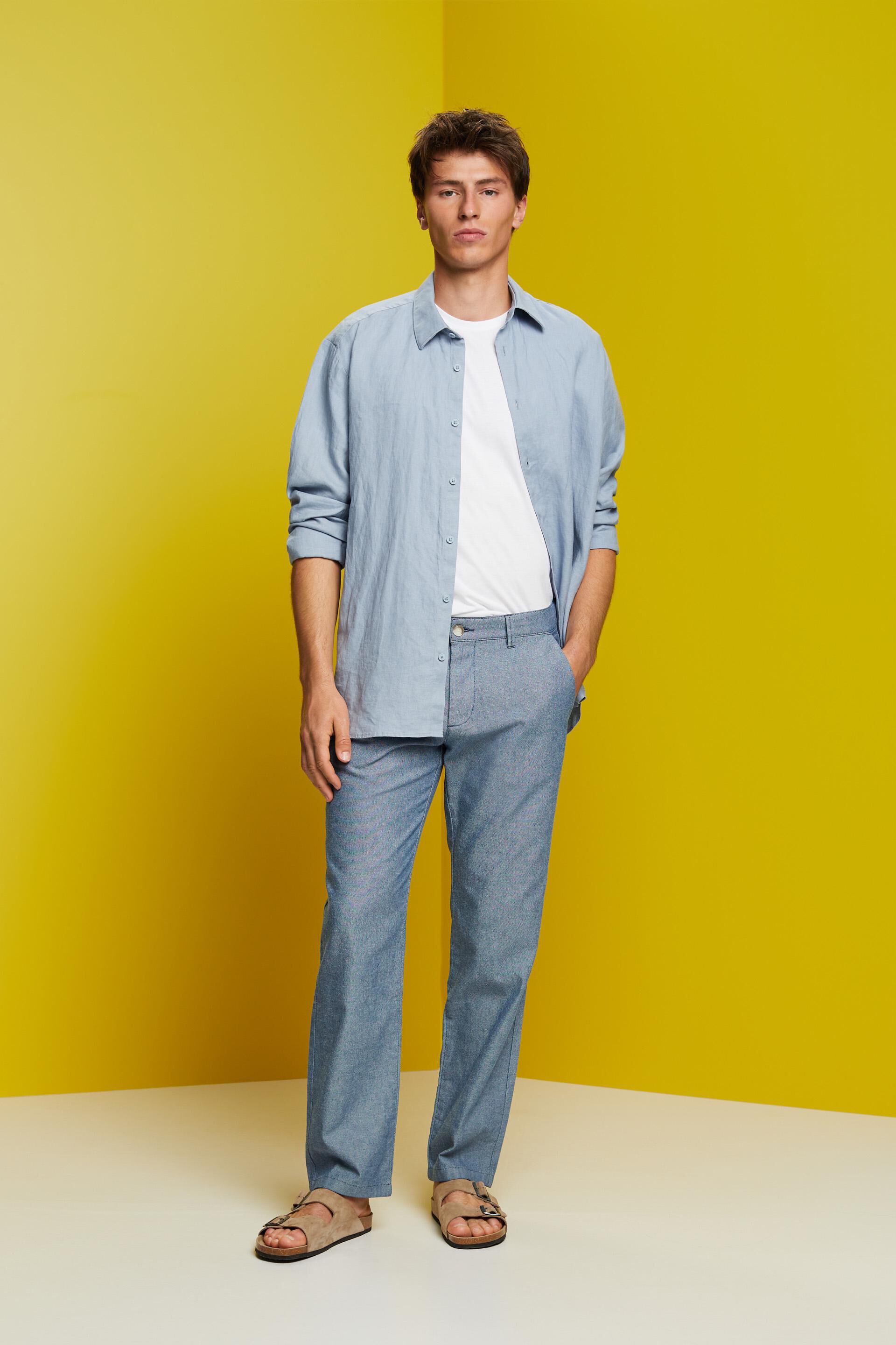 Chino en tissu structuré, 100% coton
