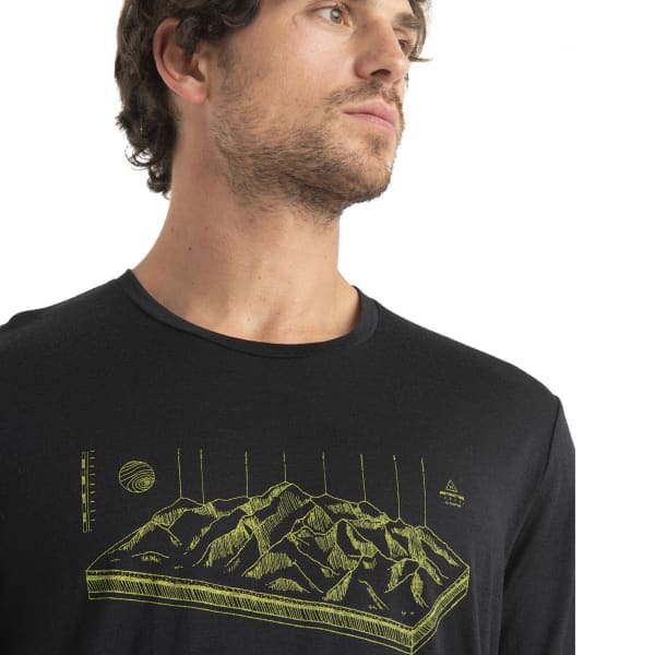 T-shirt randonnée ICEBREAKER M MER 150 TECH LITE II LS TEE ALPS 3D BLACK
