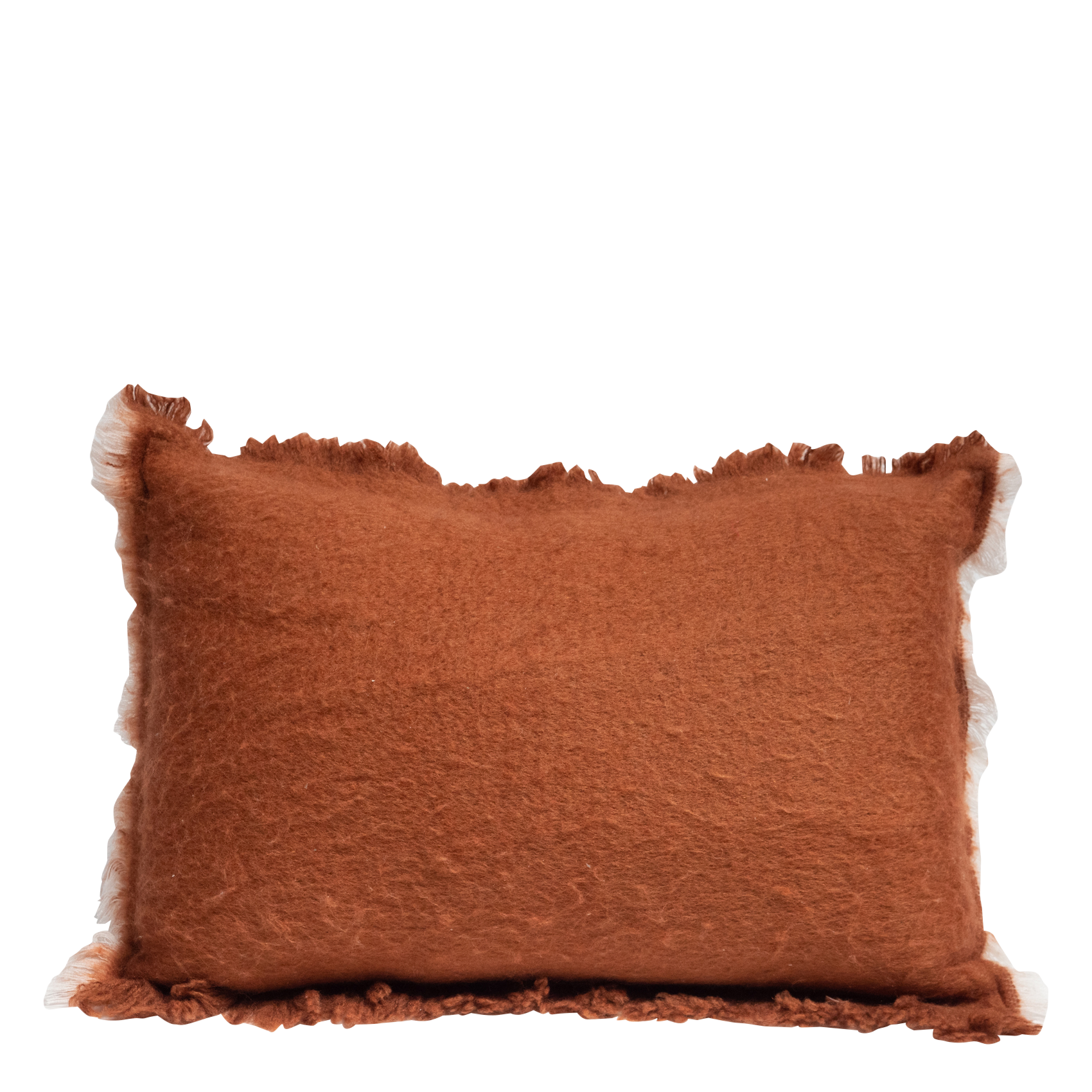 COUPON - Coussin à franges 60x40 cm en laine mélangée| Rouge