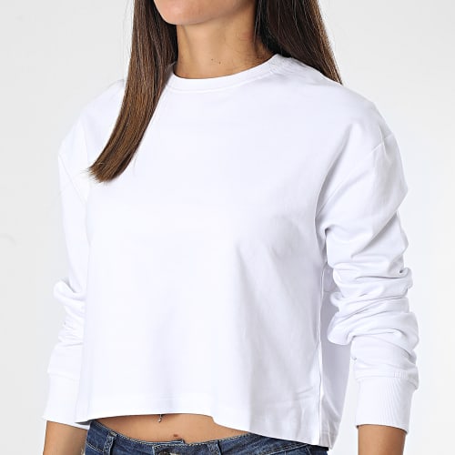 Sweat Crewneck Crop Femme Tina Blanc