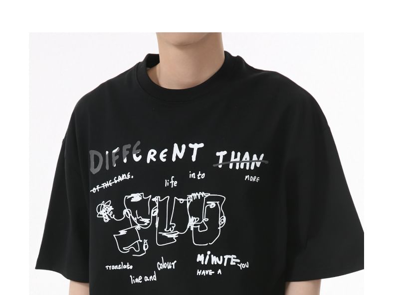 FAERIS - T-shirt met korte mouwen, ronde hals en patroonprint
