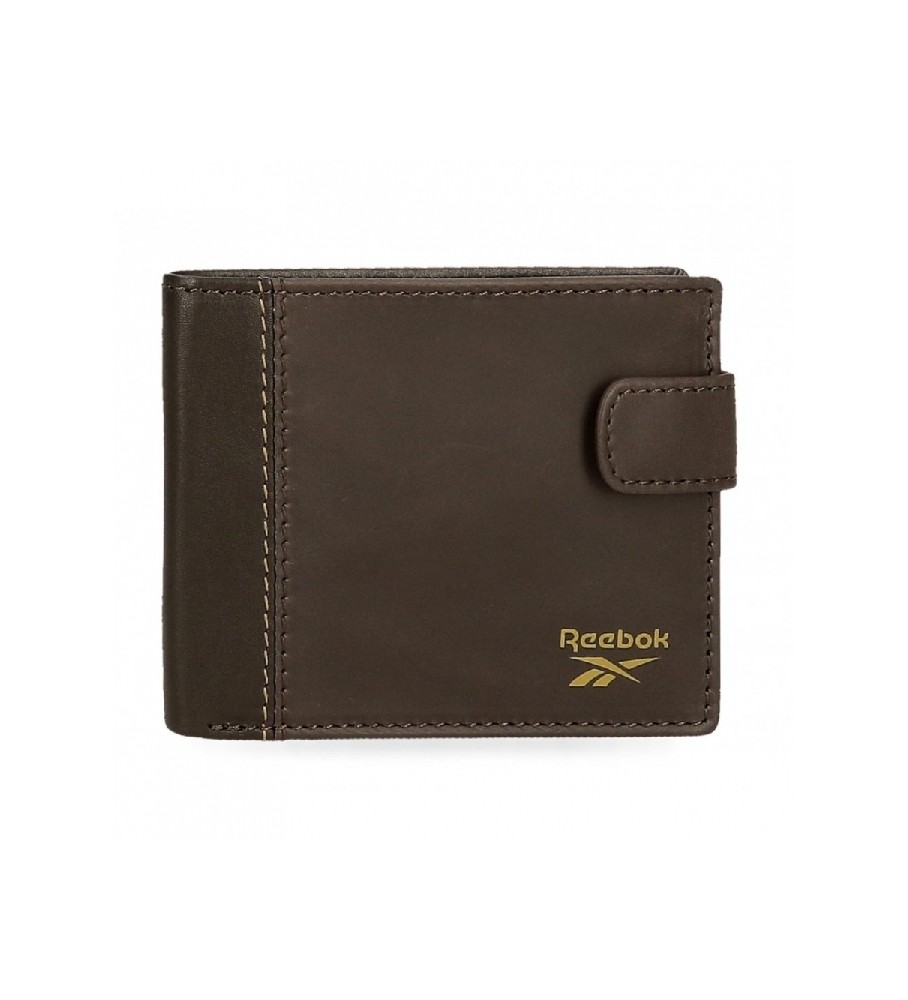 Carteira horizontal Reebok Division com fecho de encaixe, marrom