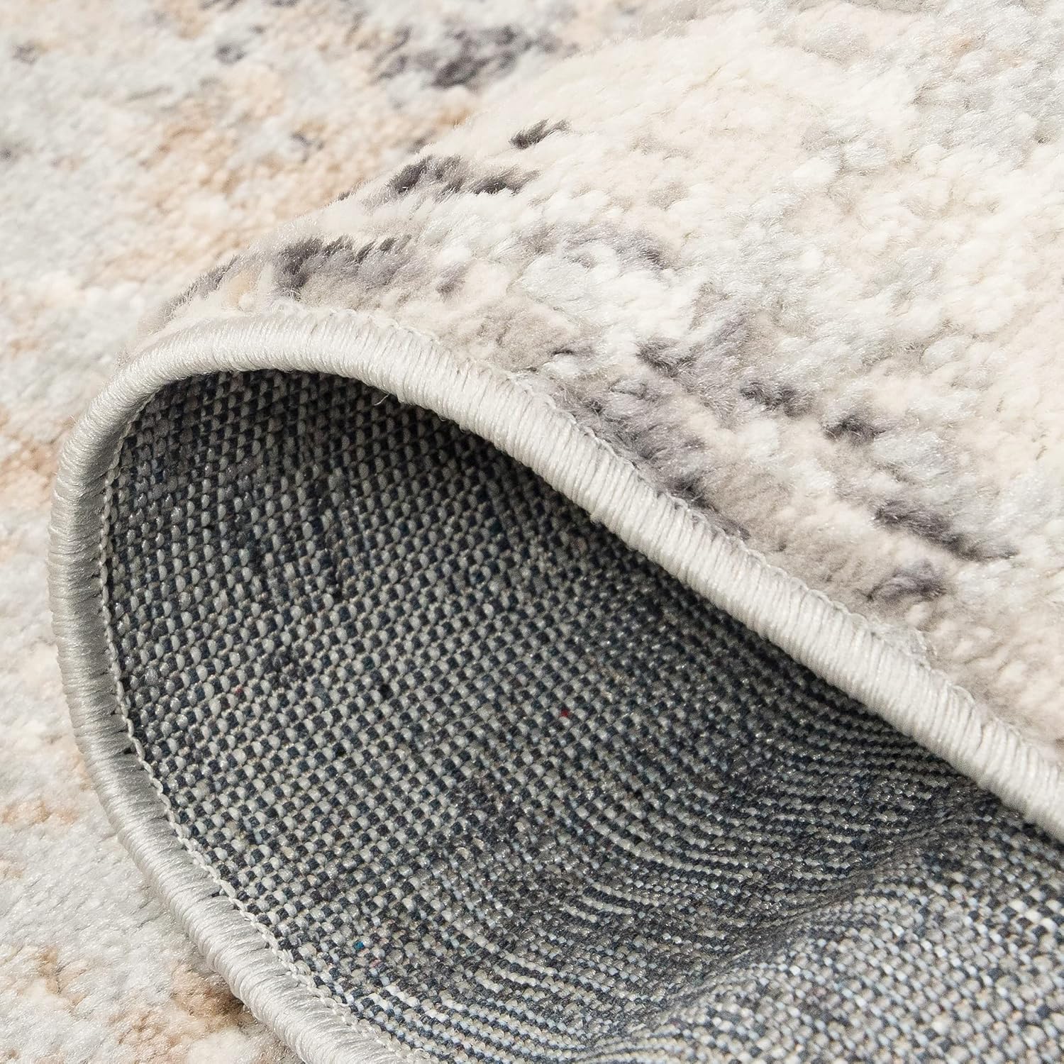 Carpeto Rugs Abstraktes Vintage Designer Teppich - Kurzflor - Weich Teppich für Wohnzimmer, Schlafzimmer, Esszimmer - ÖKO-TEX Wohnzimmerteppich - Teppiche - Beige Grau 1-200 x 300 cm