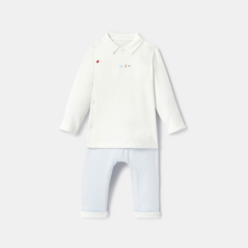 Ensemble 2 pièces en jersey molletonné bleu naissance Absorba