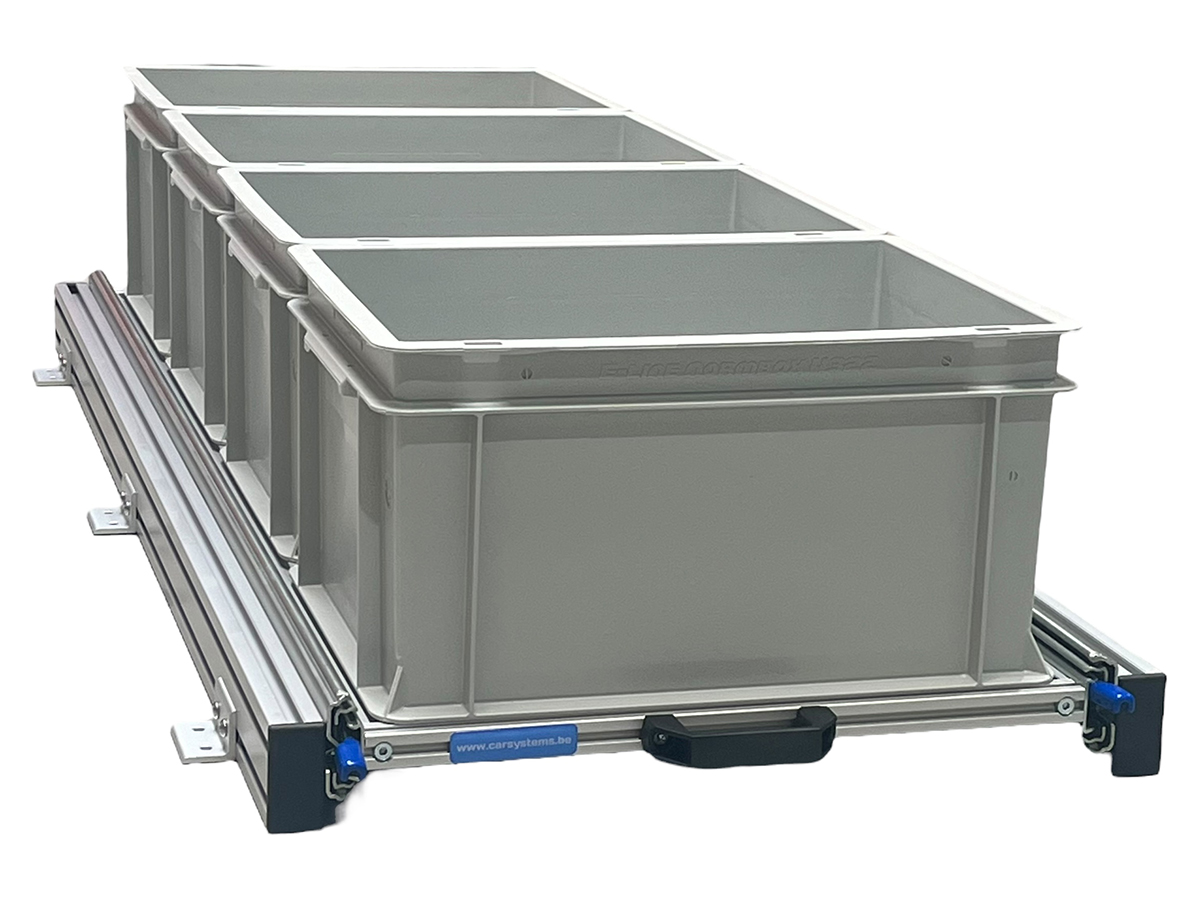 Aluminium schuifframe 120x40 cm met 4 open bakken