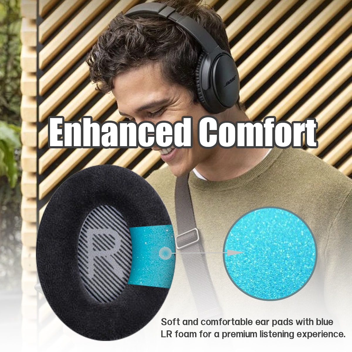 Øreputer for Bose QC35 / QC35-ii, QC25 1/2 Sort
