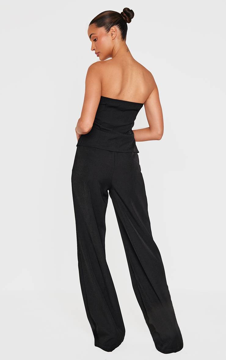 Noir Combinaison Bandeau Ajustée En Tissu Tissé Avec Détail Ceinture Fine