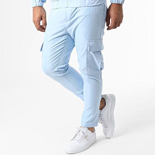 Ensemble Veste Zippée Et Pantalon Cargo AB327 Bleu Ciel