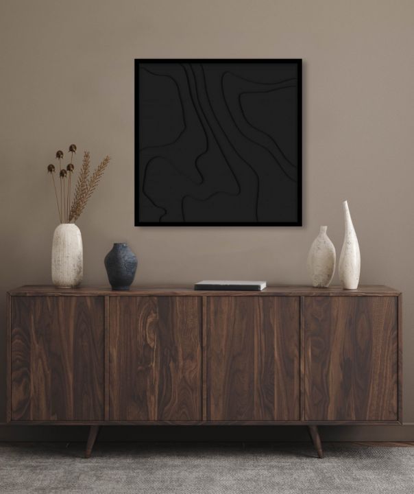 Schilderij Waves - versie B (zwarte relieflijst)B74 x H74 cm