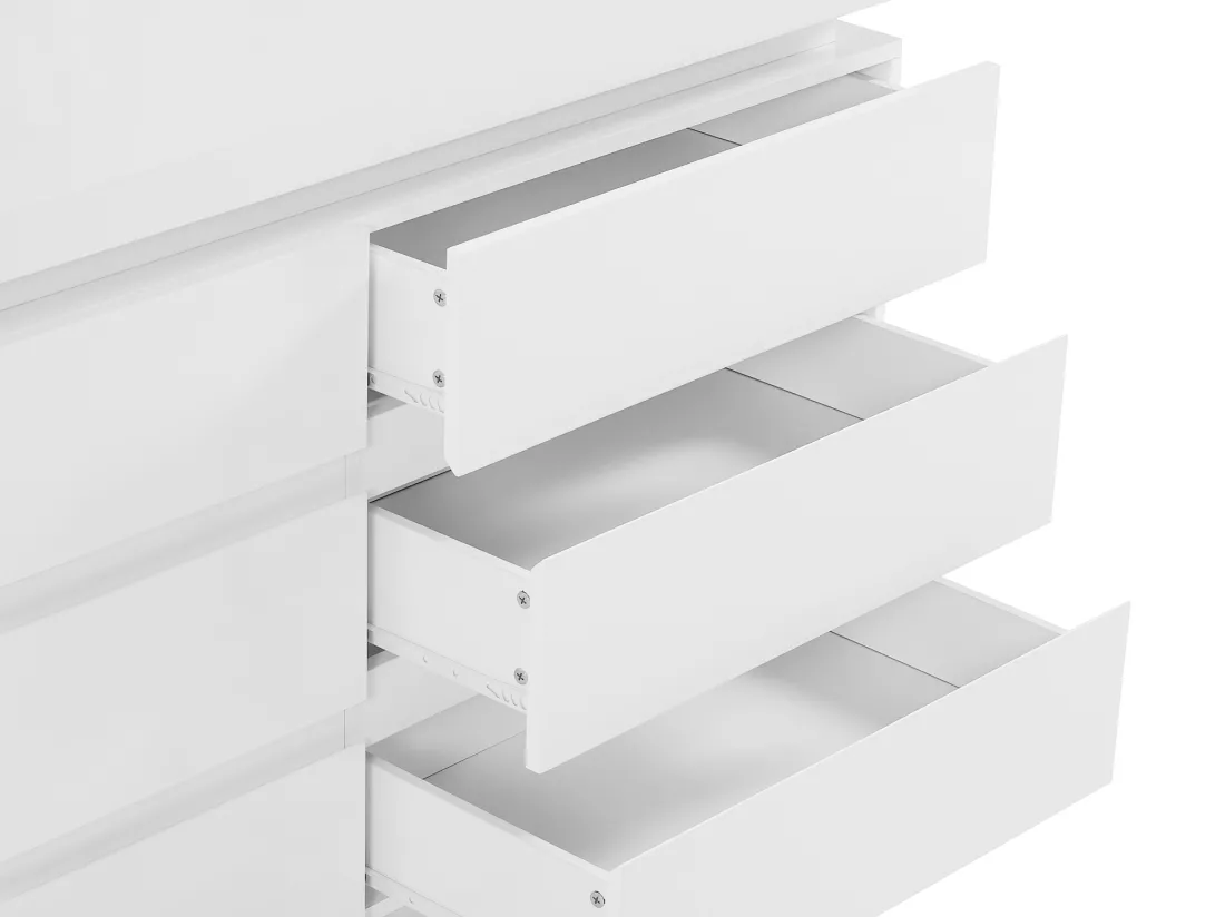 Commode 6 tiroirs - Avec LEDs - MDF - Blanc laqué - FLARANCIA