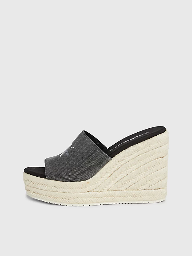 Sandálias espadrille de lona com salto plataforma