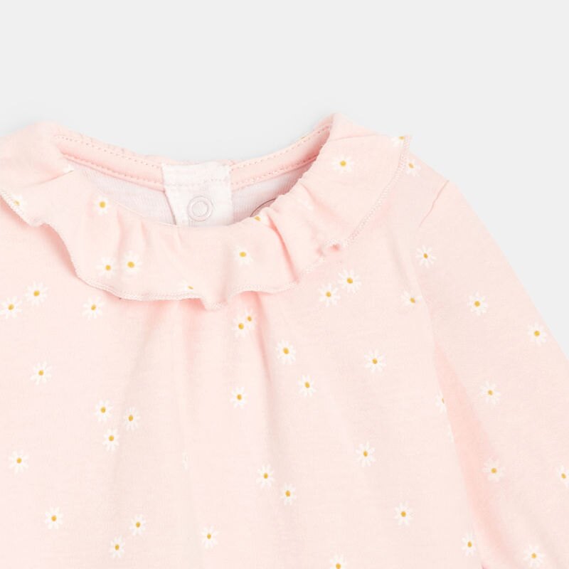 Combinaison effet 2 en 1 bébé fille en coton bio rose Absorba Rose