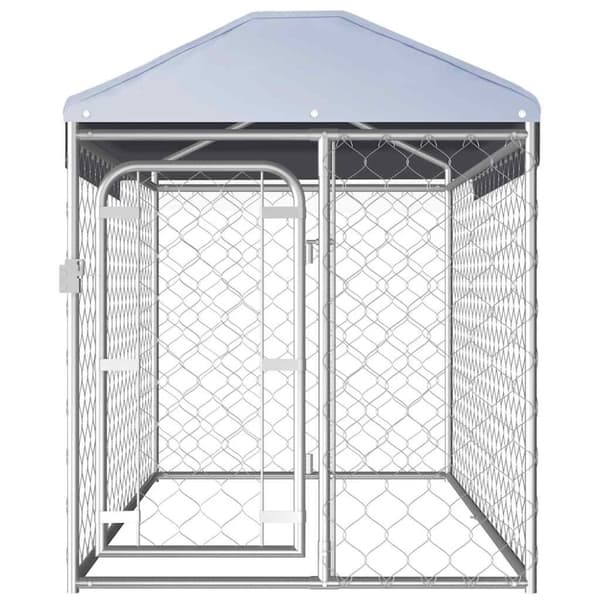 vidaXL Utendørs hundegård med tak 200x100x125 cm