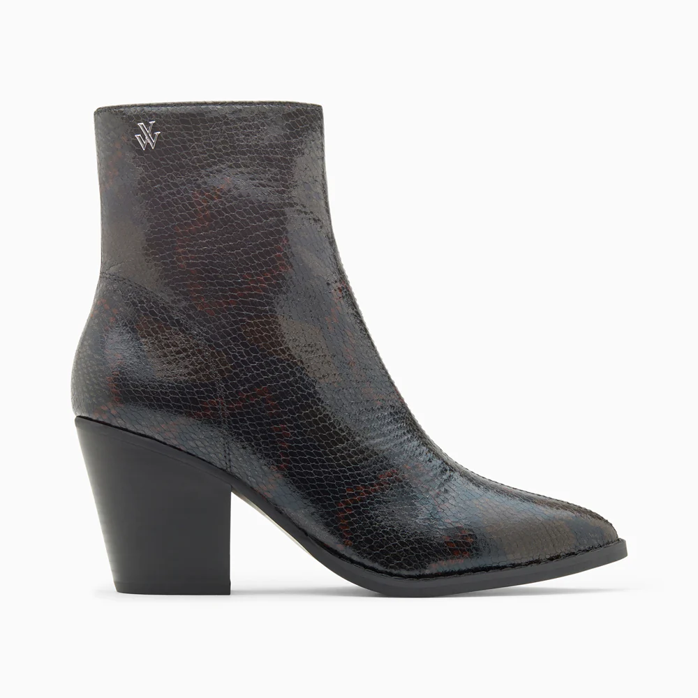 Bottines-Bottines santiags Dina noir serpent à talon