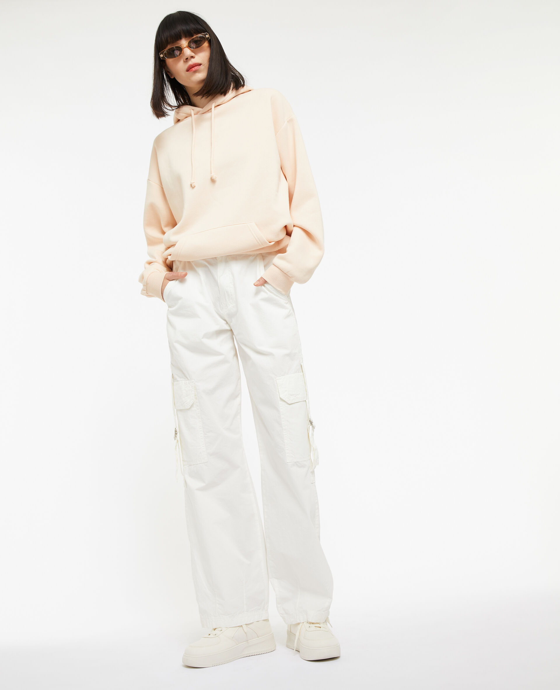 Pantalon cargo en toile légère - Blanc