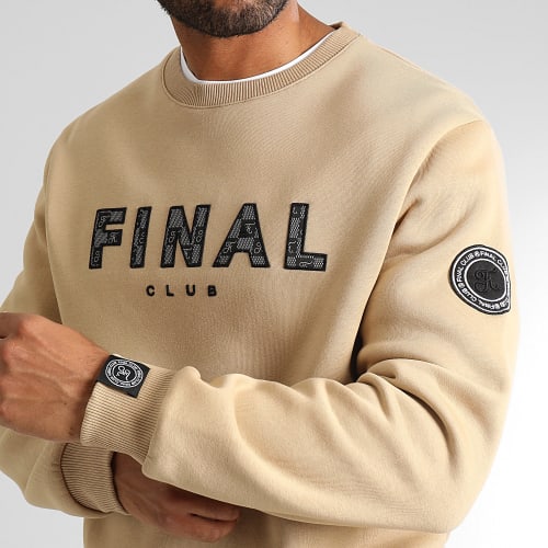 Sweat Crewneck Broderie Damier 1100 Beige
