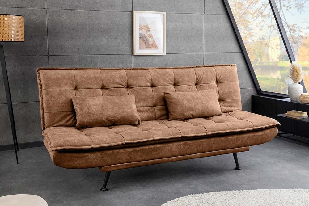Modernes Schlafsofa JAZZ 190cm antik braun Microfaser 3-Sitzer Couch