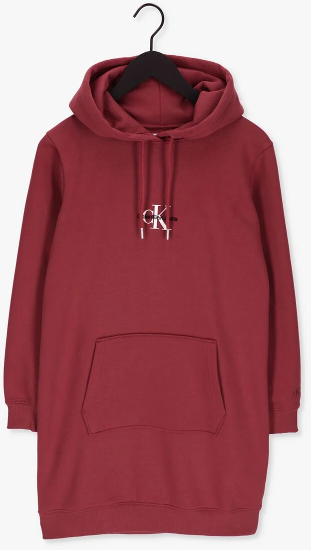 CALVIN KLEIN roest calvin klein mini jurk monogram hoodie dress