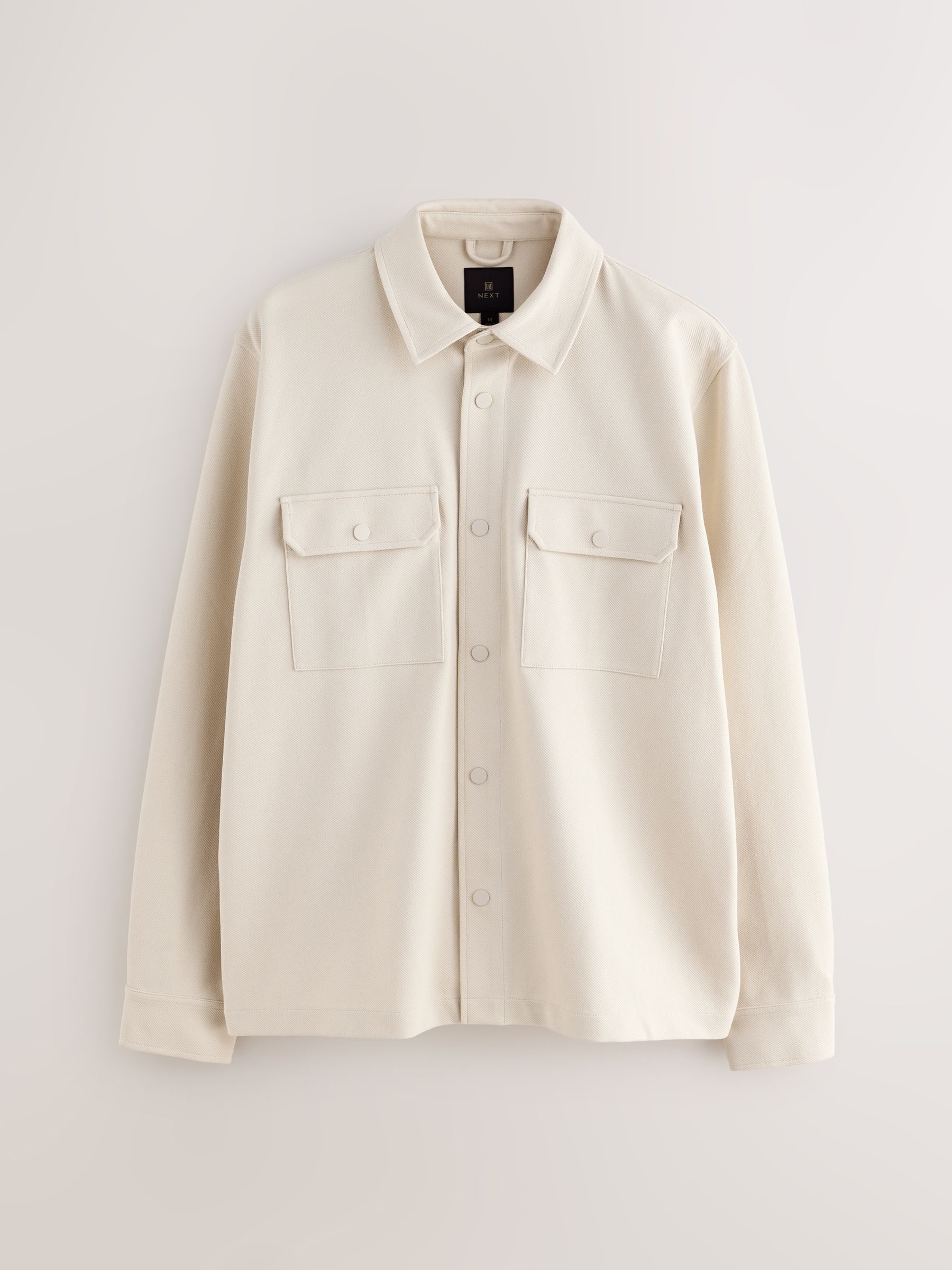 Ecru wit - Jersey keperstof Overshirt met drukknopen
