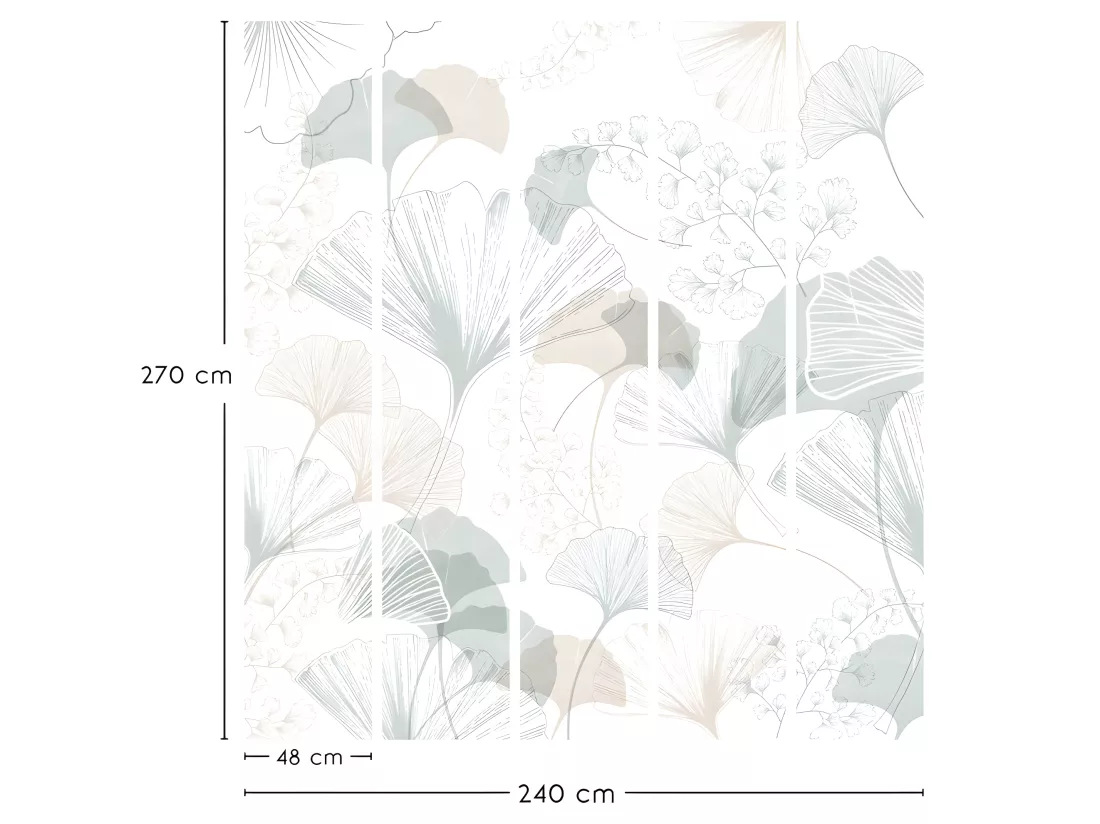 Papier Peint Panoramique L240xH270cm - Gingko - Papier intissé 150gr/m2
