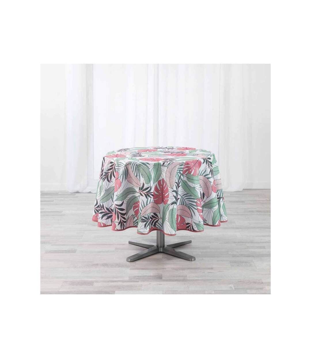 Nappe Antitache Ronde Beauty Jungle 180cm Blanc & Rose