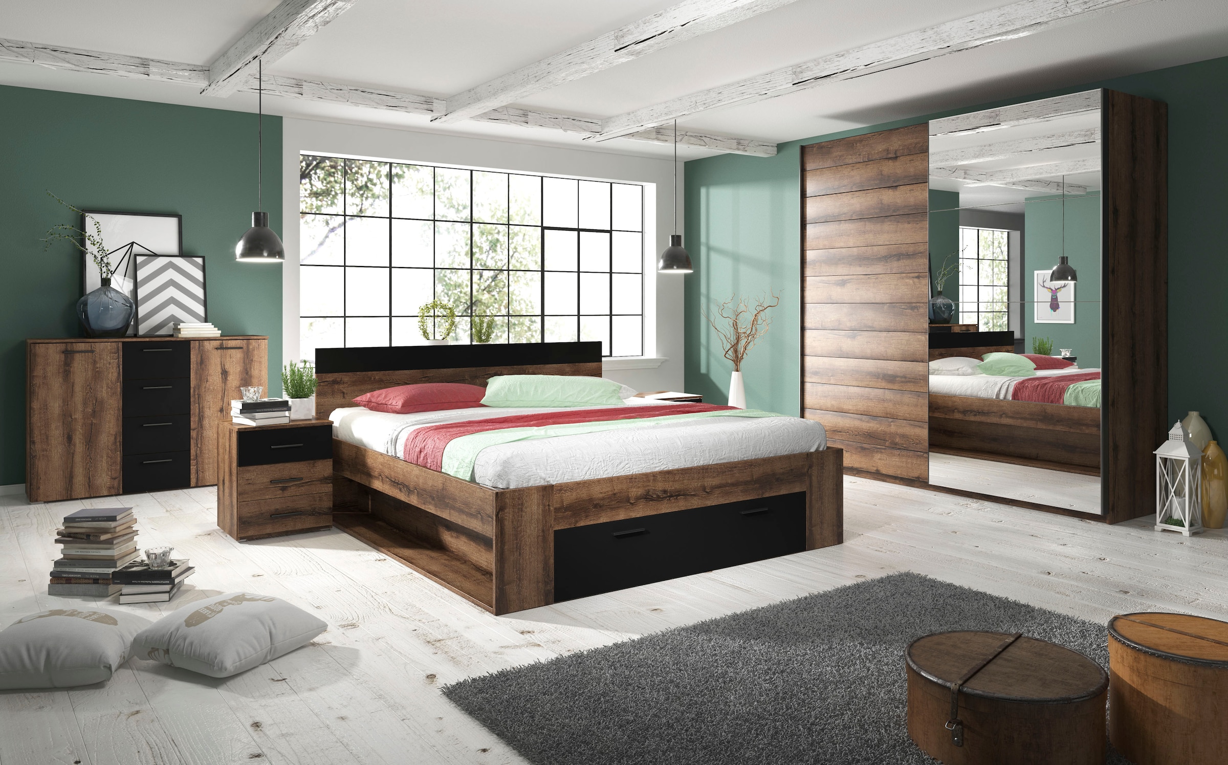 Home affaire Kombikommode »Beta  Breite 132 cm, zeitlose Schubladenkommode, Anrichte« Sideboard, viel Stauraum, 2-türig 4 Schubladen, 132x38x93cm