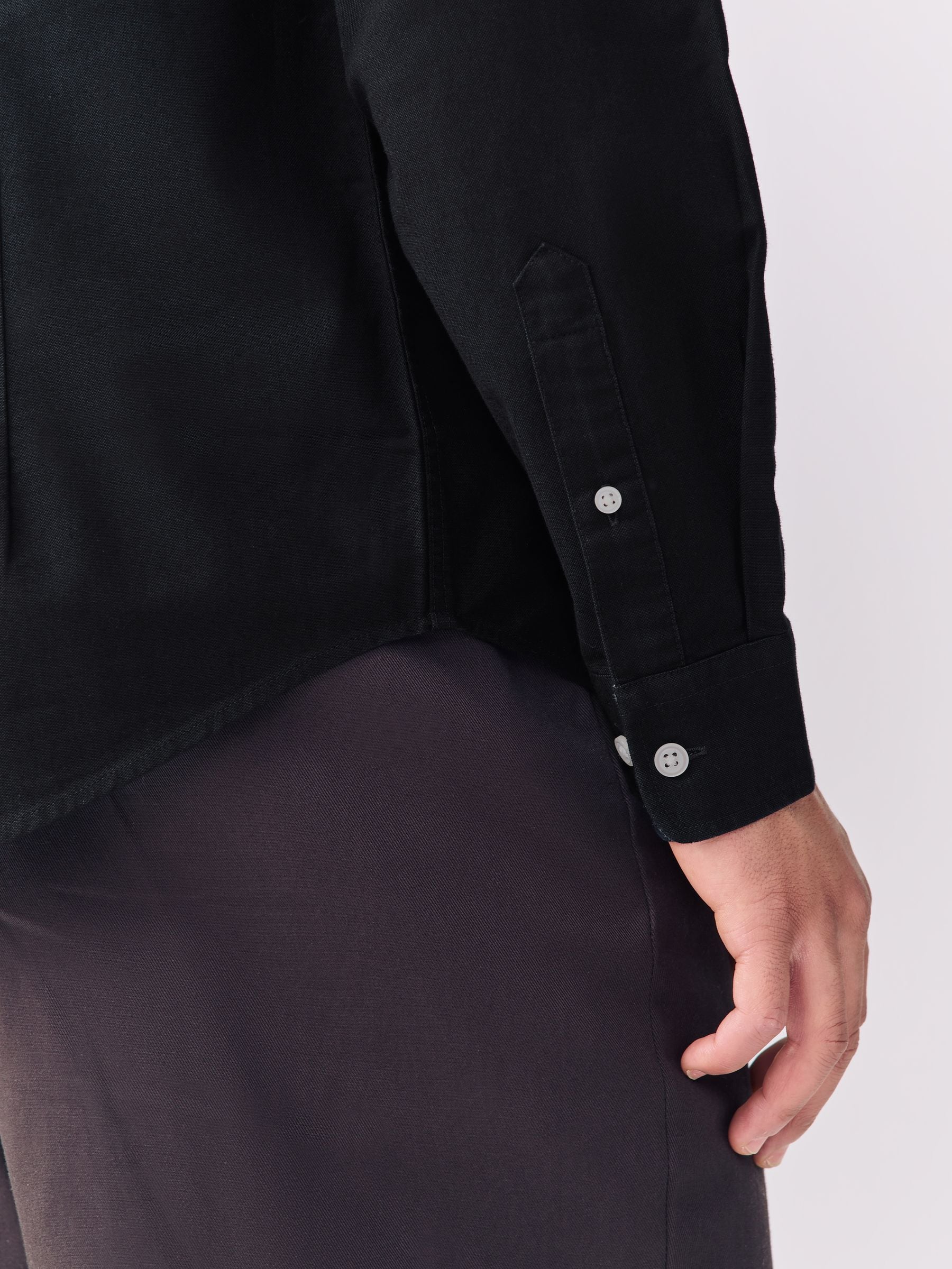 Zwart - Slim Fit - Oxford-hemd met lange mouwen