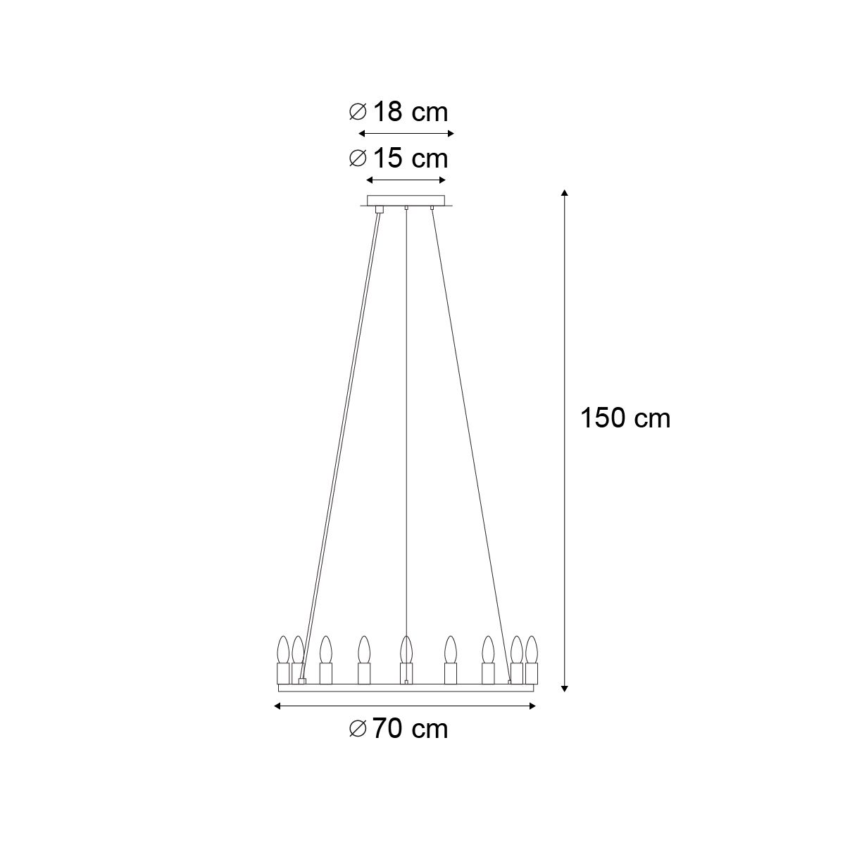 Industriële hanglamp zwart 9-lichts - Knight