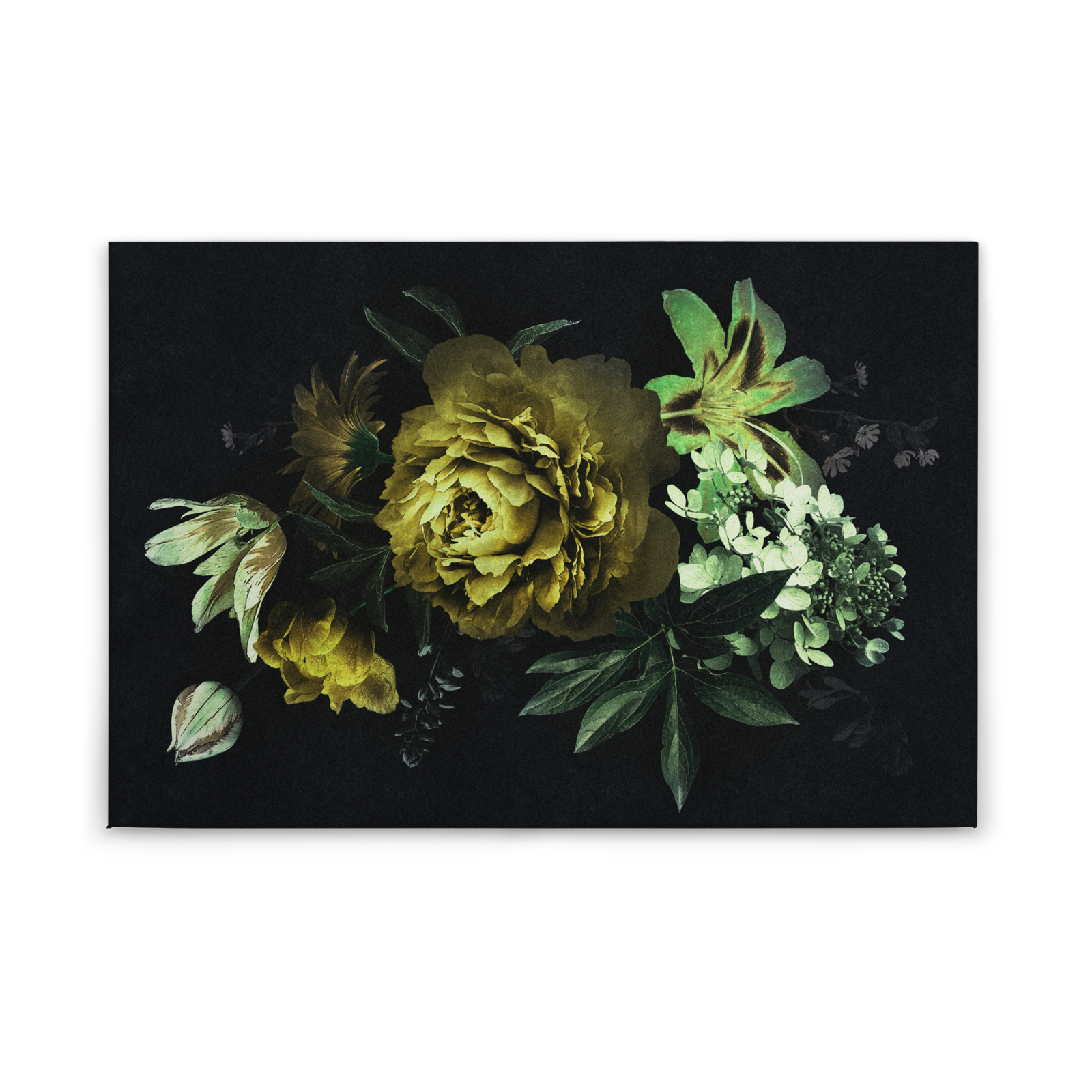 Leinwandbild BLÜTEN - gelb-schwarz - 90x60 cm