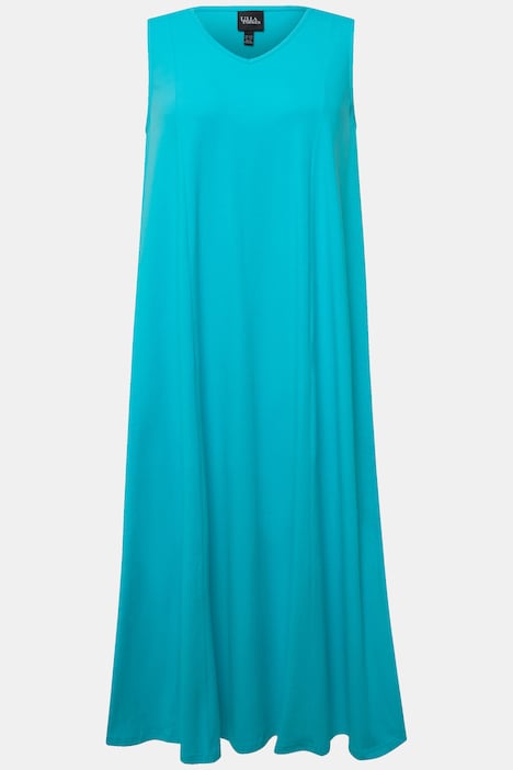 Jersey-Maxikleid, A-Linie, V-Ausschnitt, ärmellos
