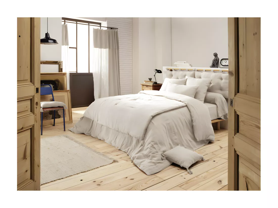 Housse de traversin L. 185 cm double gaze de coton écru - PEPA 3