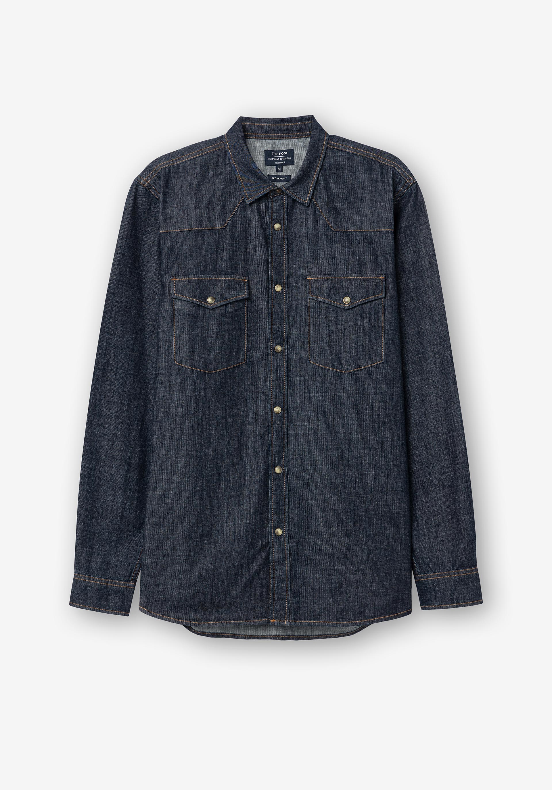 Camisa de Ganga Regular Fit com Bolsos